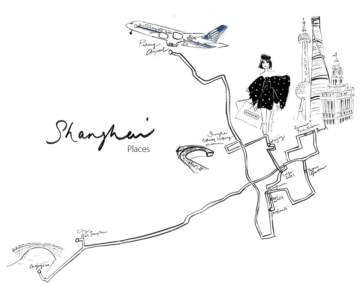 Shanghai-Places-Map Illustrated by Arial Goh